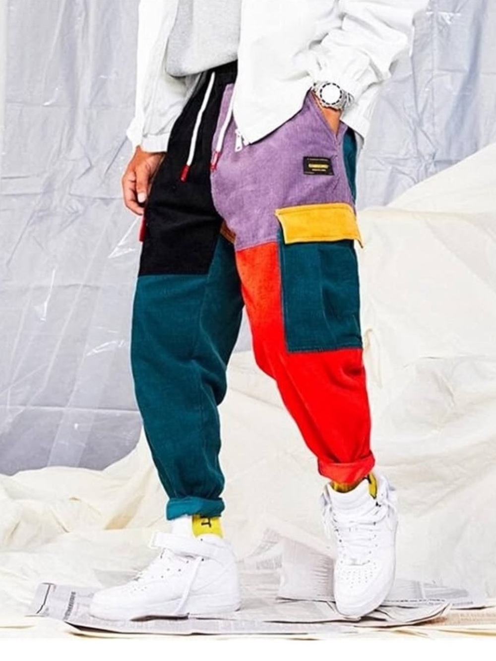 Aelfric Eden Color Block Patchwork Corduroy Cargo Pants Men’s Medium